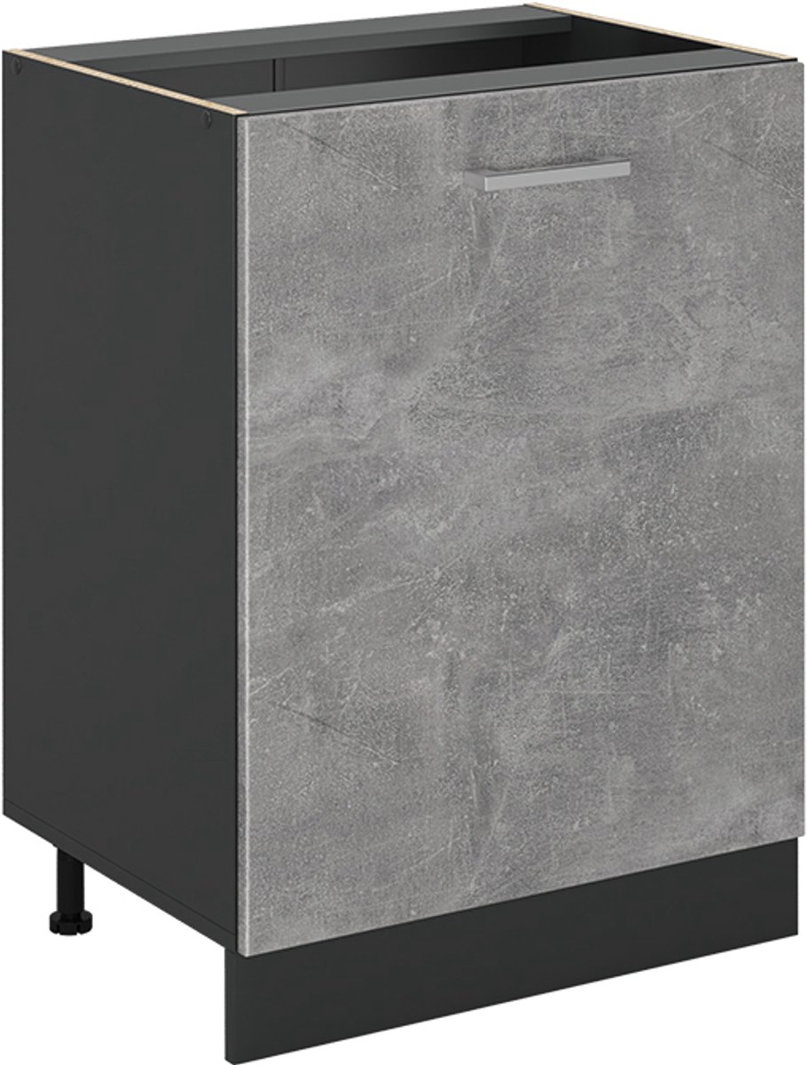 Vicco Keukenonderkast R-Line, Beton/Antraciet, 60 cm met 1 deur zonder werkblad