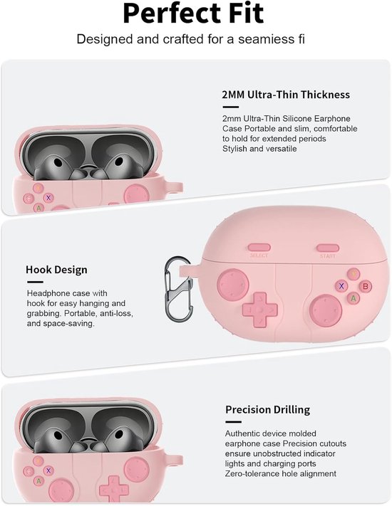 Hoes voor Huawei FreeBuds pro 5 oordopjes, toergy schokbestendig, waterdicht, zachte en slanke siliconen afdekking met sleutelkoord & sleutelhanger & reinigingsset, roze — afbeelding 2