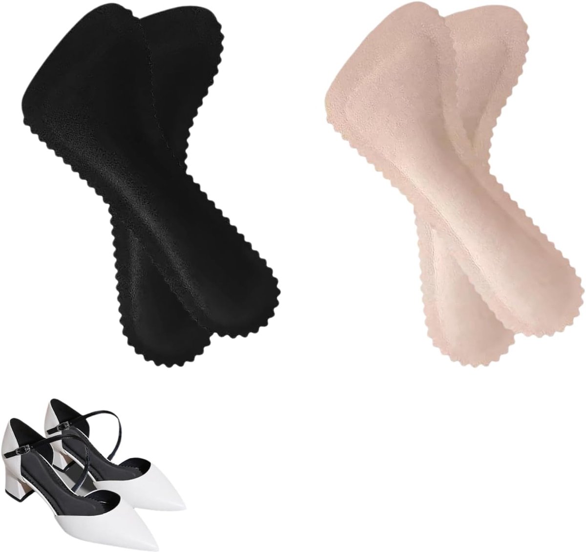 2 paar dames inlegzolen latex antislip zwart nude 37-38