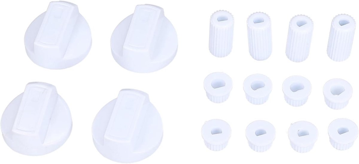 Set van 4 universele draaischakelaars, diameter 38 mm, wit met adapters, kookplaat, oven, geschikt voor alle merken