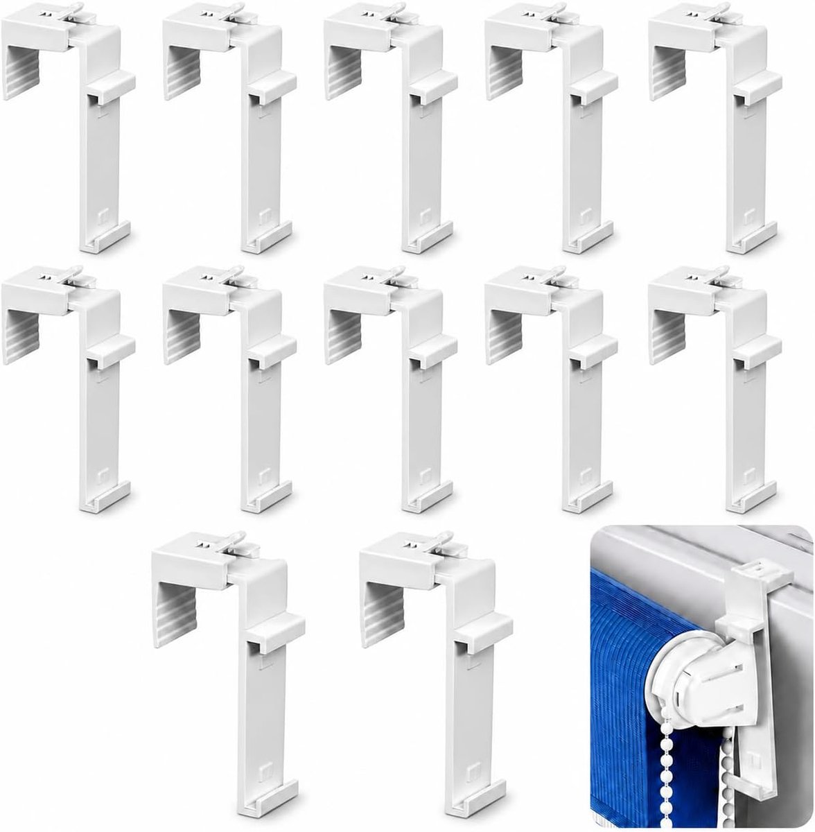 12 stuks klembeugels voor rolgordijn, houder voor rolgordijn raam, verstelbare clip voor ramen van pvc en hout - ShopVlot