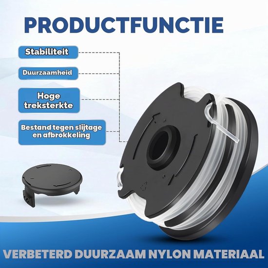 Pack van 6 Vervangende Trimmerdraad Spoelen voor Diverse Tuingereedschappen, Ø 1.6 mm 8.3 m, Inclusief 2 Caps, Ideaal voor Tuinonderhoud en Grastrimmen — afbeelding 3