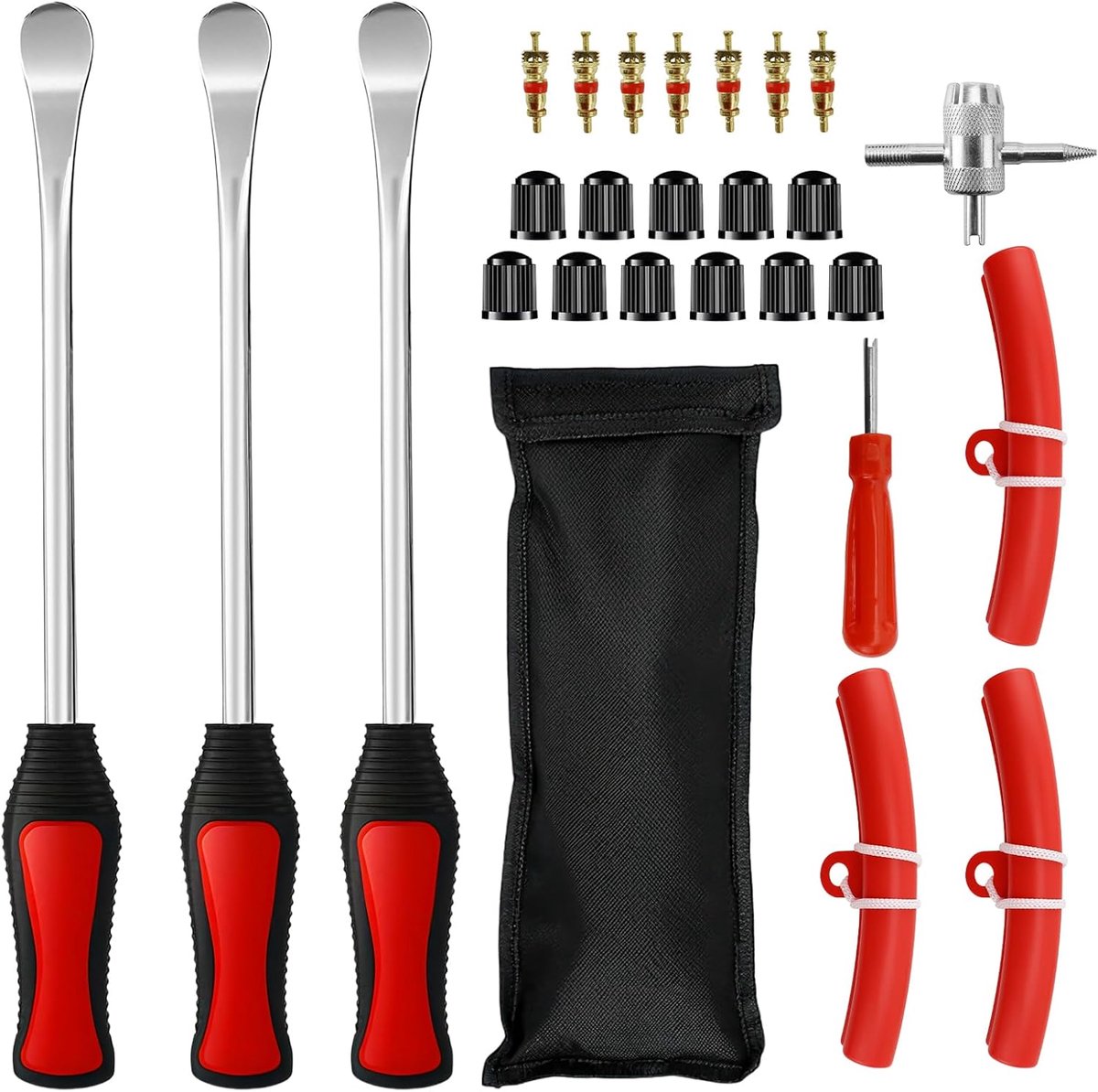 SnelShoppen - LPZMPZ Tire Lever Set - 27-delige Banden Montage Gereedschap Set met 3 Velg Beschermers, Perfect voor Motorfiets, E-Scooter, Fiets, Hoog