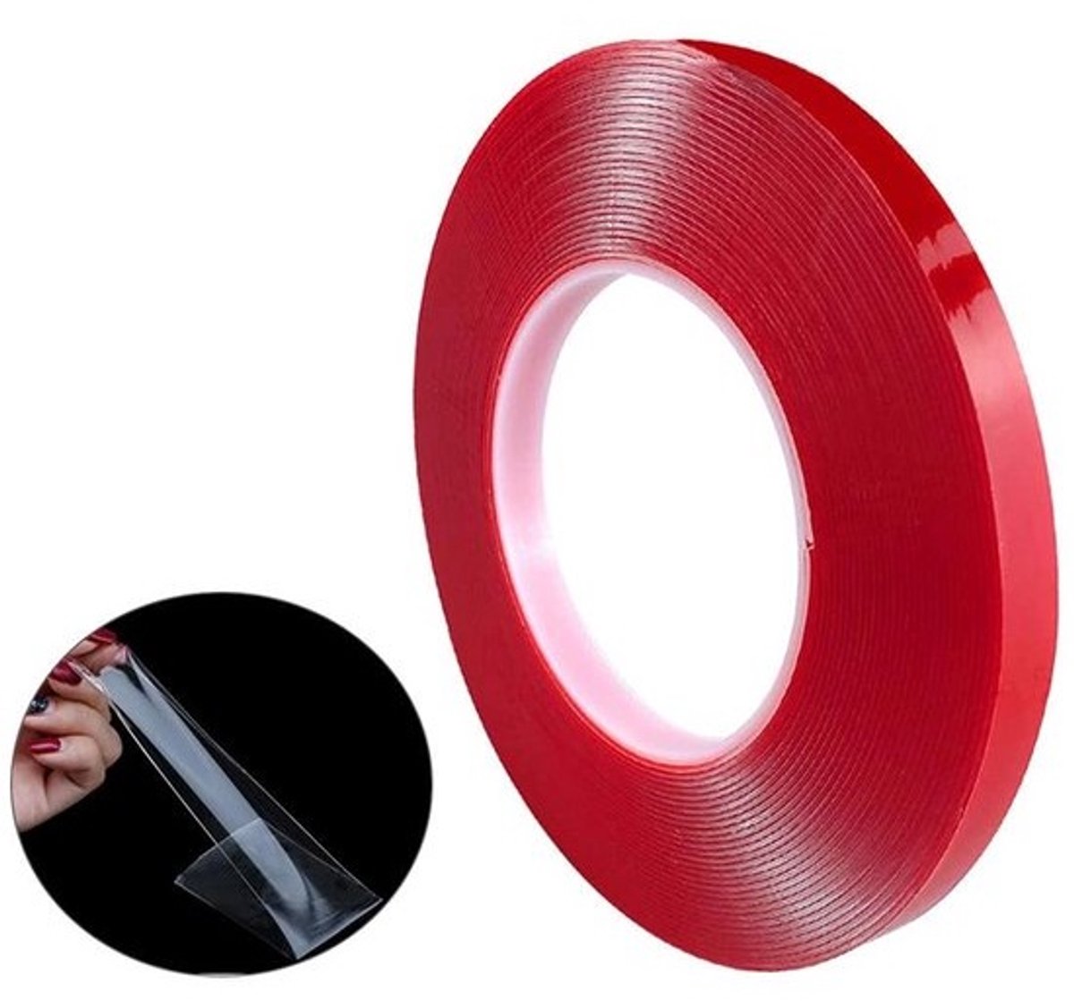 Transparante dubbelzijdige acrylband - 10 m x 10 mm - Extra sterk - Voor zware montage - Transparant - Montageband - 1 mm dik