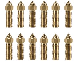 12 stuks messing spuitmonden voor K1 Max, 3D-printeronderdelen, 6 stuks, 0,4 mm, 3 stuks, 0,6 mm, 0,8 mm High Speed messing mondstuk voor Creality K1, Ender 3 V3 KE, CR-10 SE