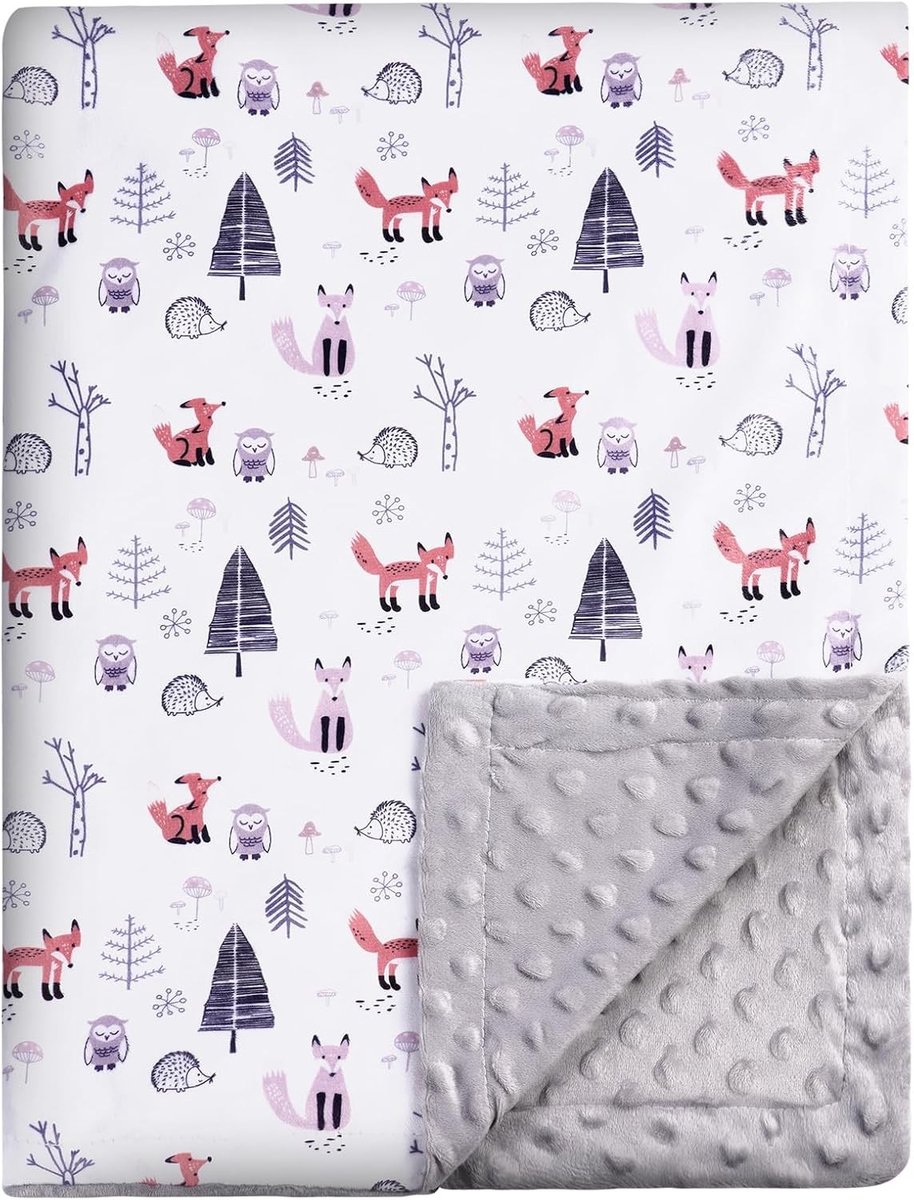 Cuddly Babydeken 75x100cm van Zacht Katoen met Uil voor Kinderwagen - Warme Winterdeken voor Baby's, Ideaal voor Comfort en Bescherming