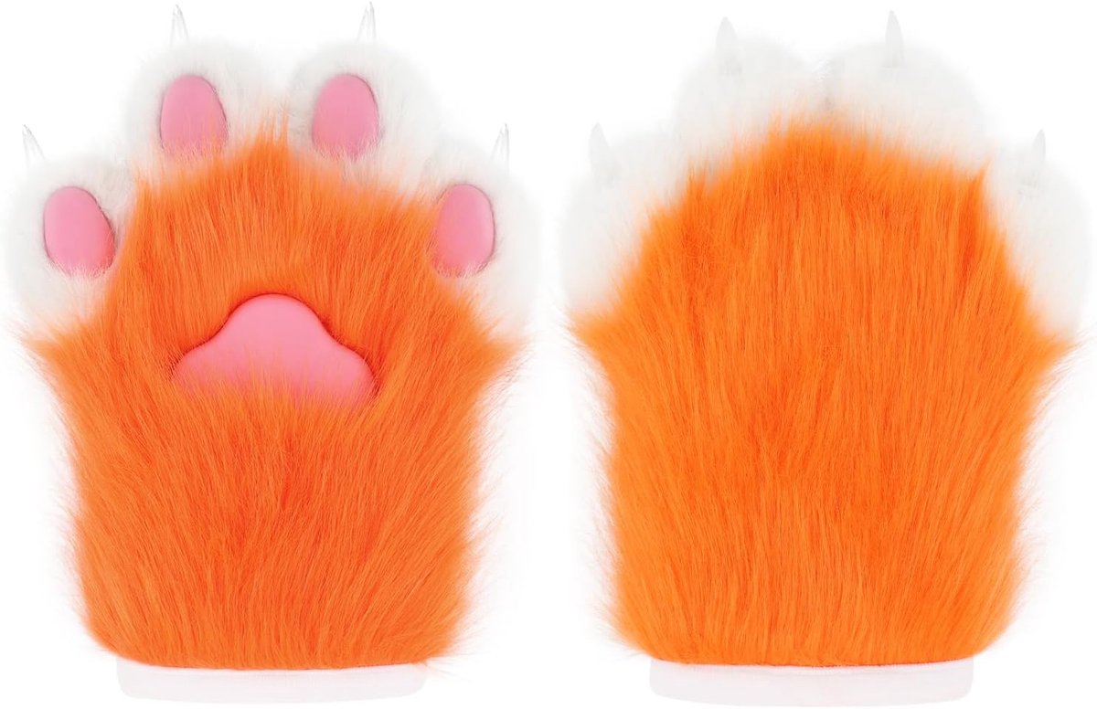 Handschoenen, bontpak, dier, vos, poten, wanten, Halloween, cosplay, kostuumaccessoire voor volwassenen