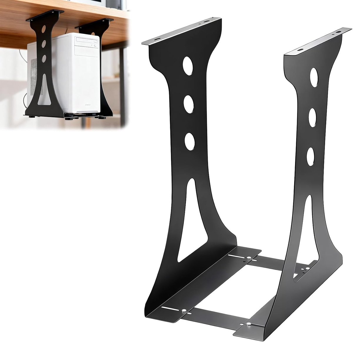 PC Under Desk Mount Computer Mount Bottom Table Adjustable Heavy Duty Computer Case Holder for Most Computer Cases up - ShopVlot