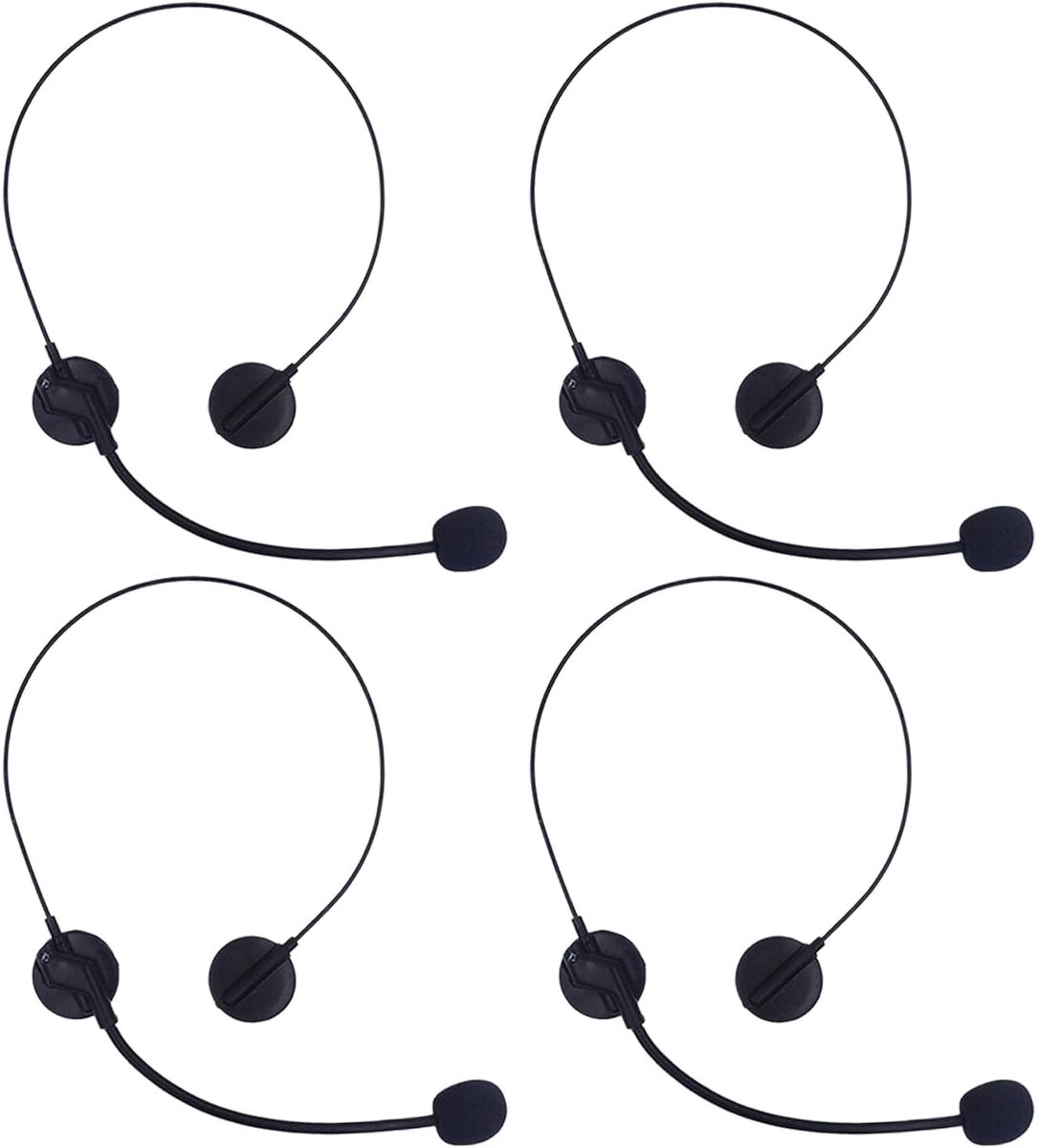 4 stuks zwarte microfoons, creatieve nep-headset-rekwisieten, interessante hoofdband, cosplay-kostuumrekwisieten - ShopVlot