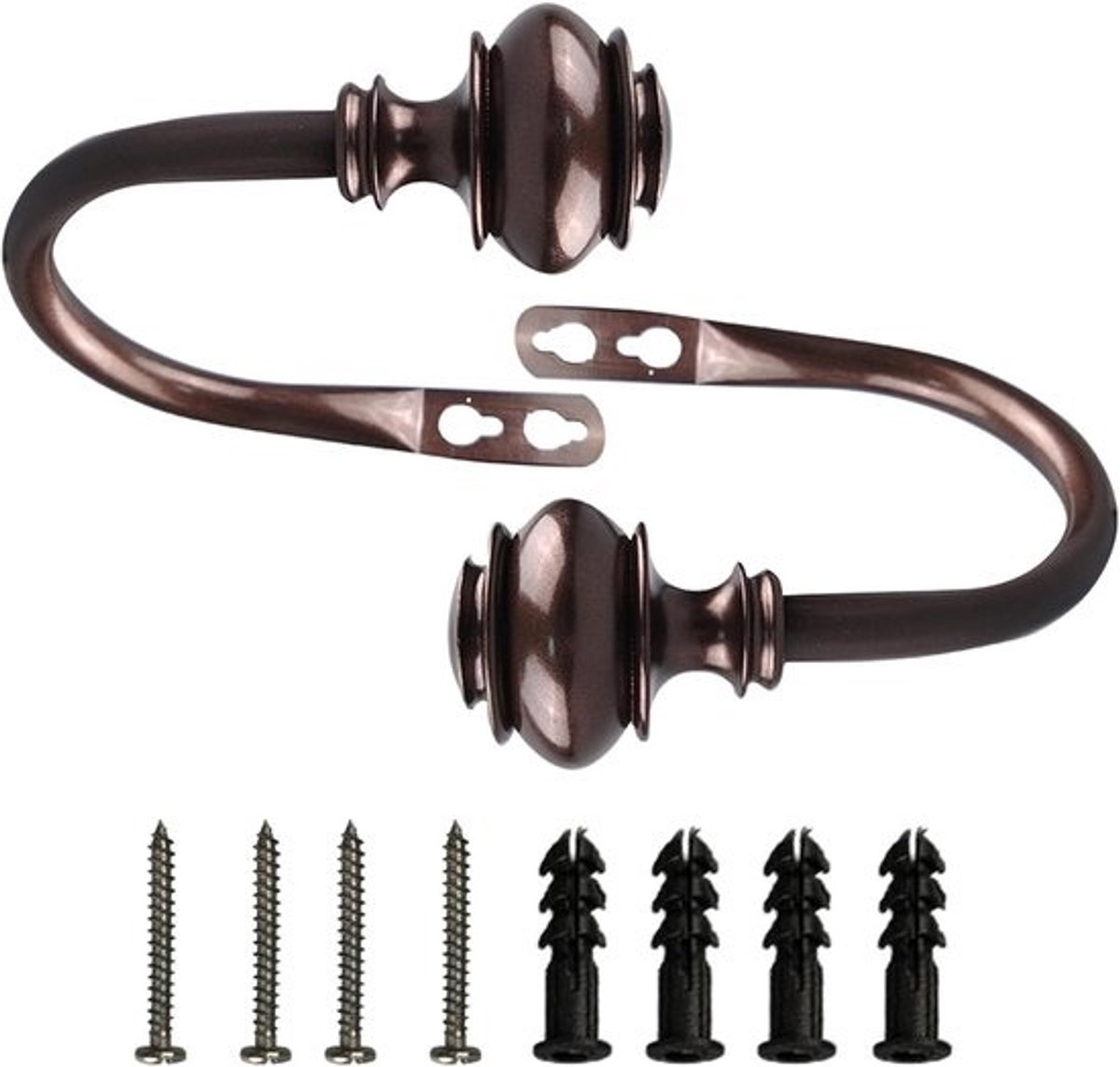 Metalen gordijnhaken - Gordijnholdbacks wandmontage - Kamerd decoratie verbetering - Sterke artistieke afwerking - 2 stuks - Bruin