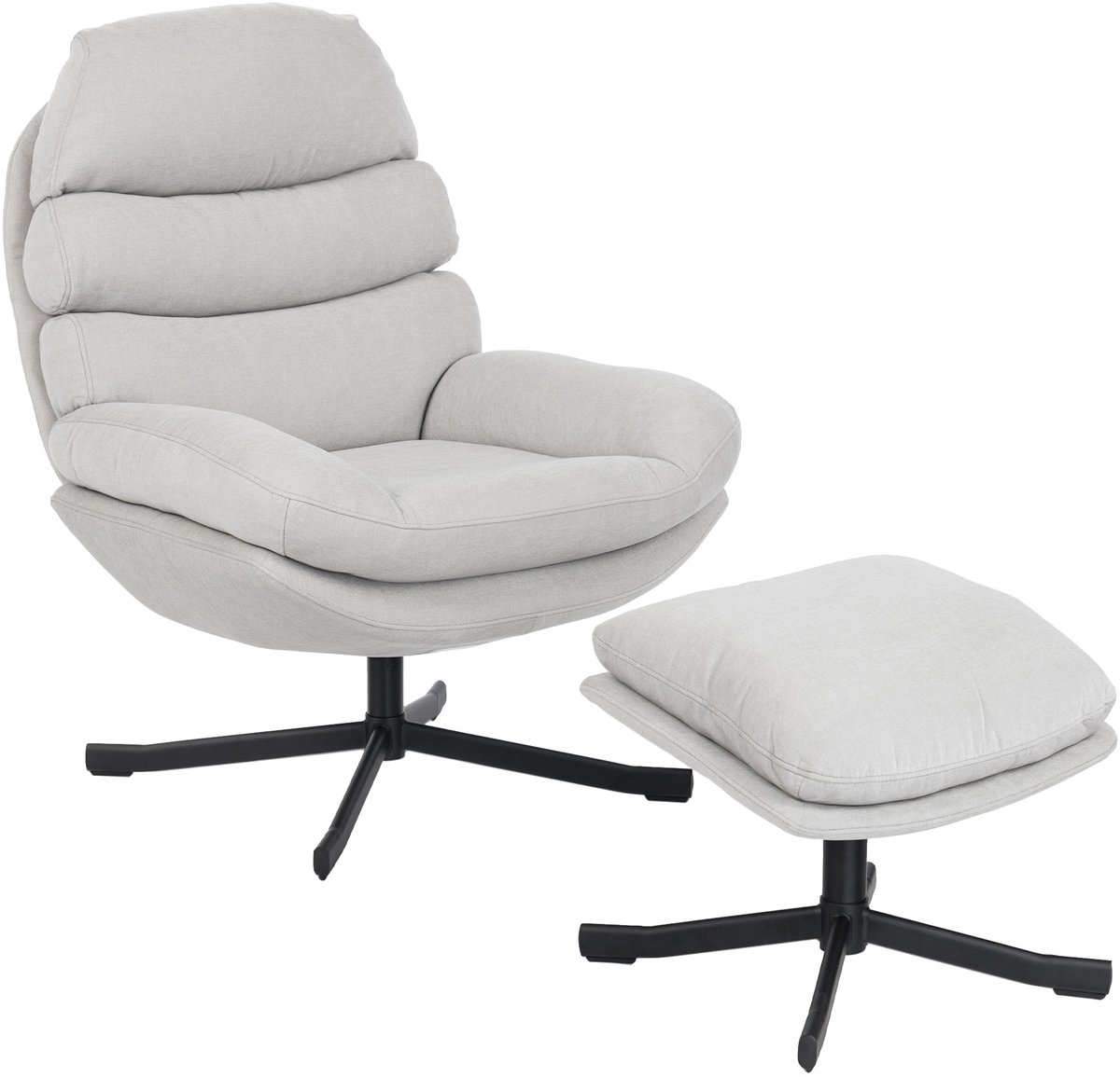 Homona Draaibare relaxfauteuil met hocker - Chenille stof - 78 x 93 x 100 cm - Crèmewit