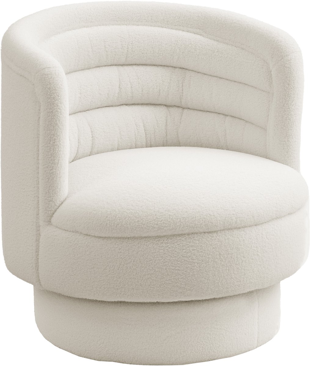 Homona Draaibare fauteuil - Met 360° draaifunctie en gestoffeerd zitkussen - 74 x 74 x 74 cm - Crèmewit