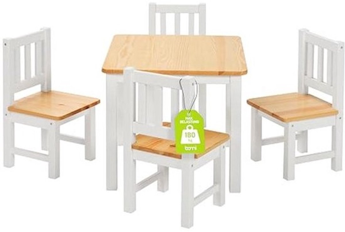 Stevige kinderzitgroep - Kinderzitgroep - set van 4 stoelen en tafel - voor kinderen van 36 maanden tot 6 jaar