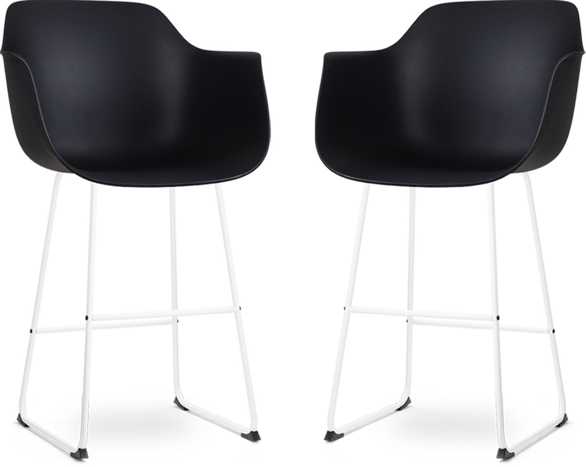 Nolon Nino-Puk barkruk zwart - wit onderstel - 75 cm - set van 2