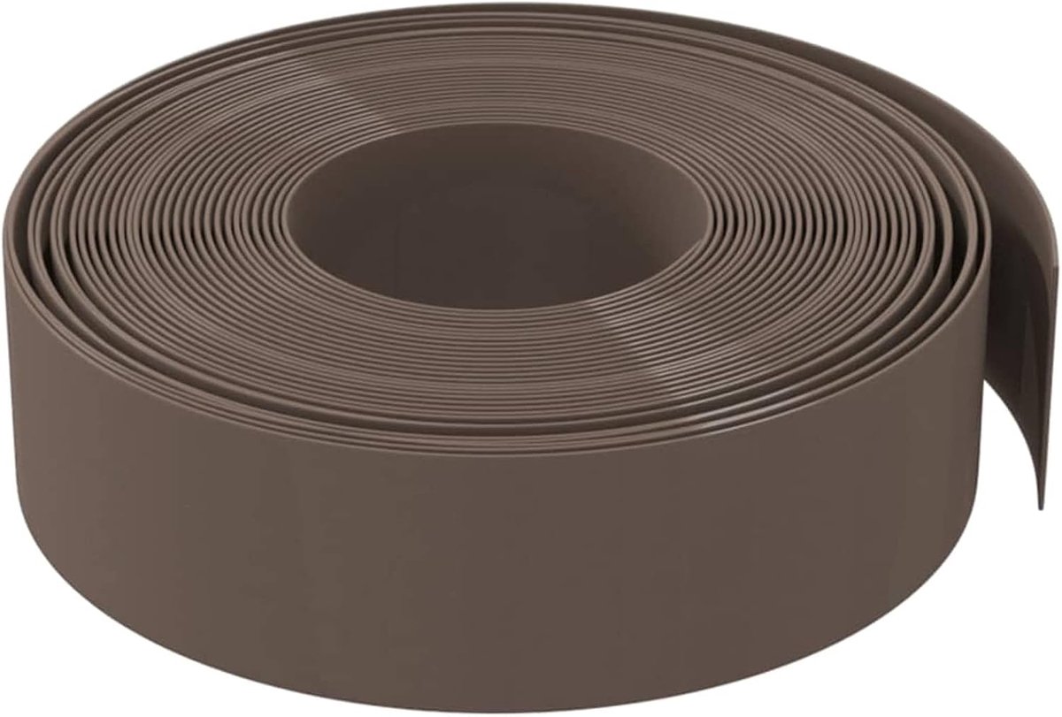 Gazonrand voor de tuin, perkrand, gazonrand bruin, 10 m, 15 cm, van polyethyleen