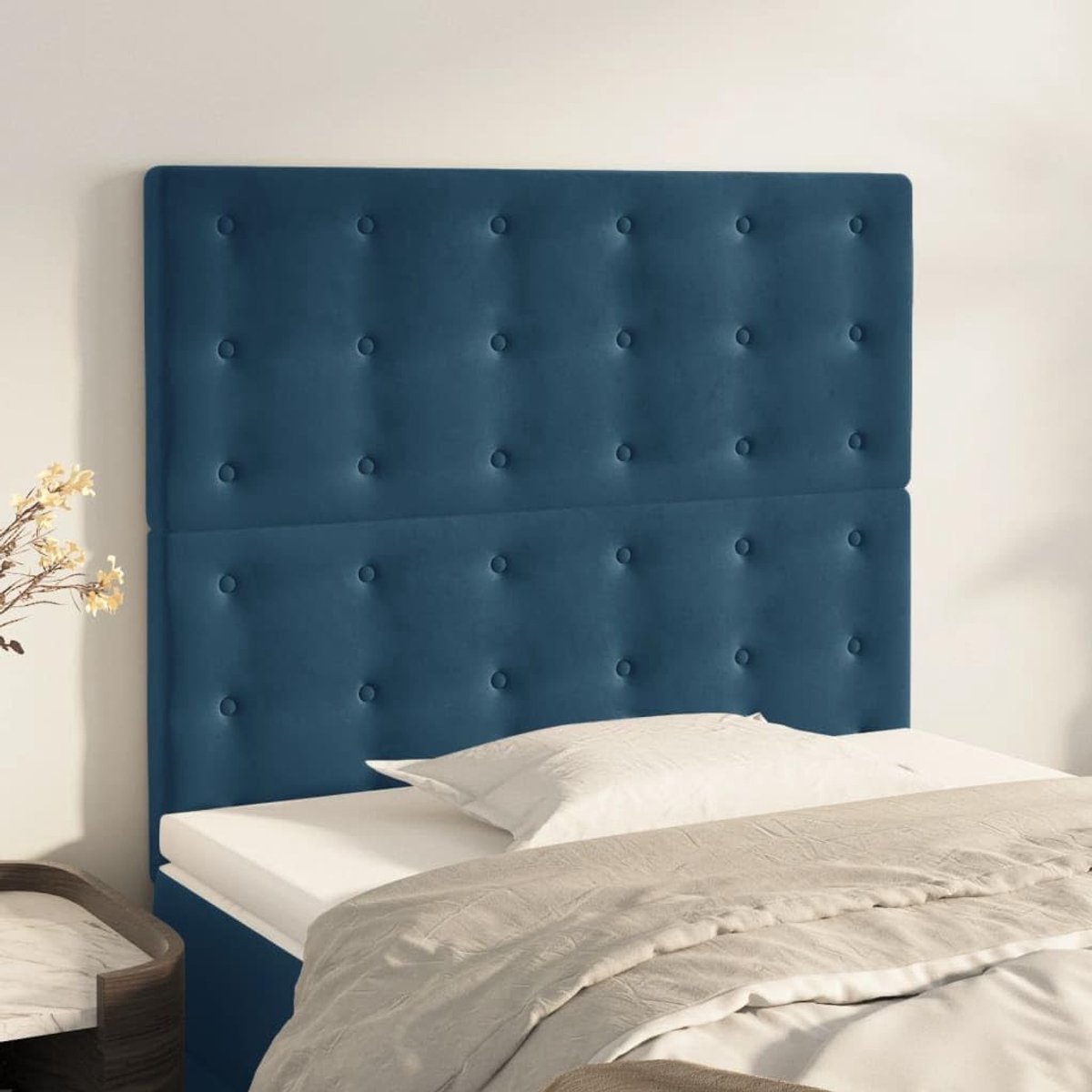 Hoofdsteunen 2 stuks donkerblauw 90 x 5 x 78/88 cm fluwelen hoofdeinde voor slaapkamer slaapkamer meubels hotels