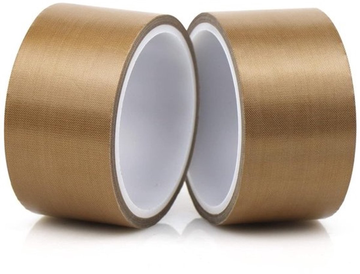 Hogetemperatuurbestendig PTFE-plakband voor vacuümmachines - 2 rollen van 50 mm x 10 m - Ideaal voor voedselverpakking en industriële toepassingen