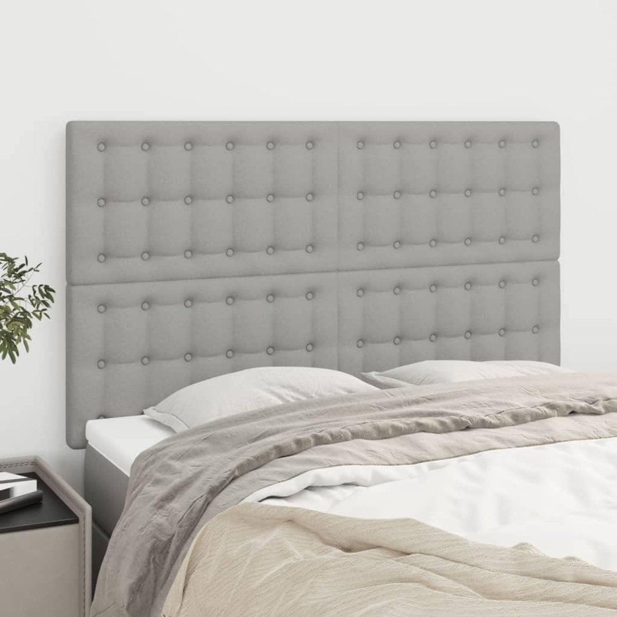 Hoofdeinde 4 STK. Lichtgrijs 72x5x78/88 cm Stof Hoofdeinde Slaapkamer Hoofdeinde Slaapkamer Meubels voor Slaapkamer, Hotels