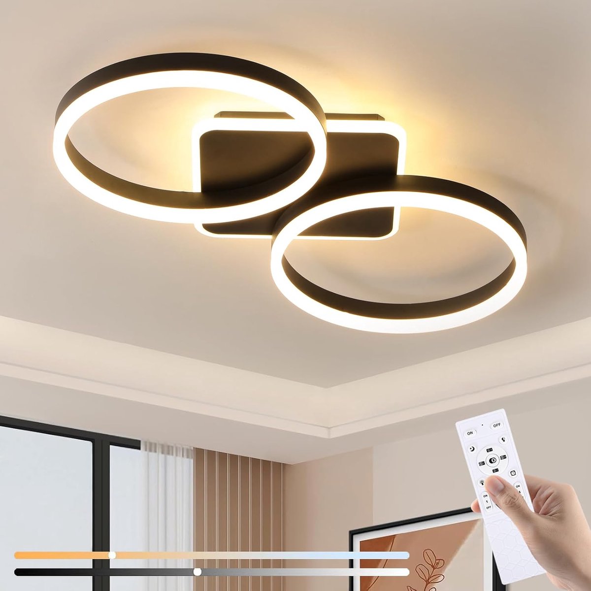 Plafondlamp Dimbaar Woonkamer Zwart 42W 65cm