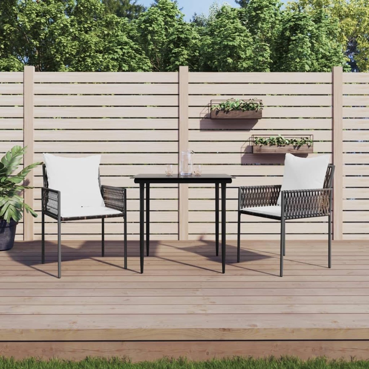 Tuinstoelen met kussen, 2 stuks, bruin, 54 x 61 x 83 cm, polyrotan, outdoorstoelen, vrijetijdsstoelen, terrasstoelen, balkonstoelen voor tuin, gazon, terras