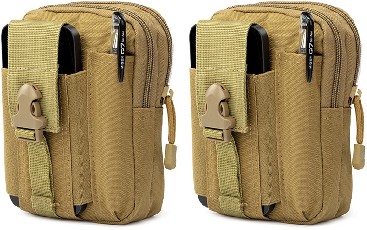 Milanoro - Stijlvol en praktisch heuptasje - Beige - 2 heuptasjes