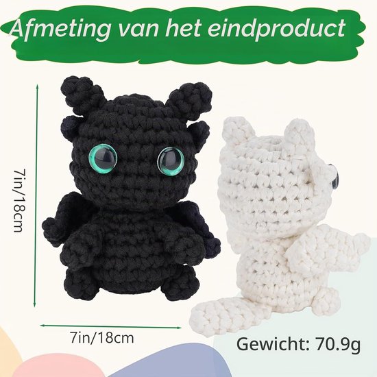 Haaknaalden set voor beginners met zwart-witte draken en handleiding - ideaal voor haken, creatief breien en handwerken — afbeelding 2