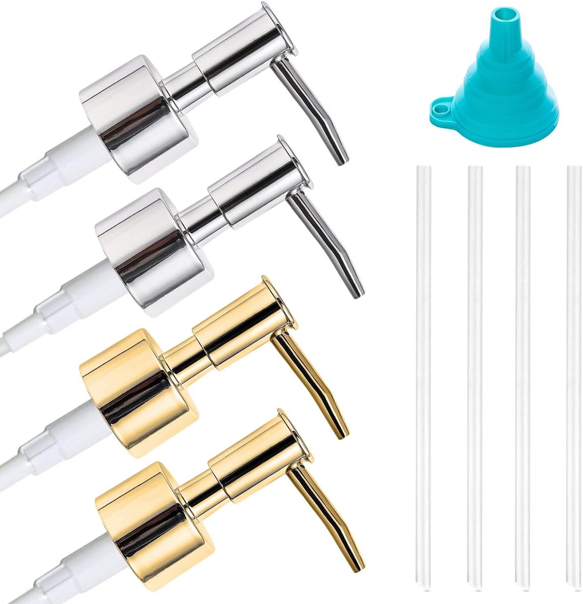 Pack of 4 Soap Dispenser Pump Head Replacement Pump Bottle Attachment DIY Lotion Dispenser (Royal Gold) - ShopVlot