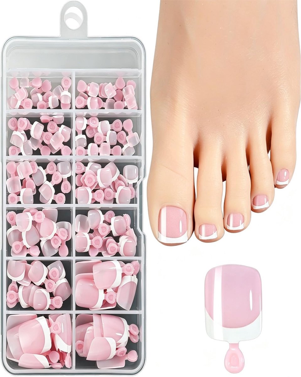 120 stuks teennagels, Franse naakte teennagels, volledige afdekking, vierkant, kort om op te plakken: eenvoudige en natuurlijke manicure voor dames
