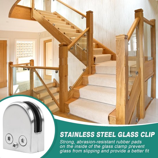 Roestvrij staal 8 stuks glasklem glasklemmen glasklemhouder glasplaathouder glashouder voor 8-10 mm dik glas, acrylglas en houten vloeren — afbeelding 5