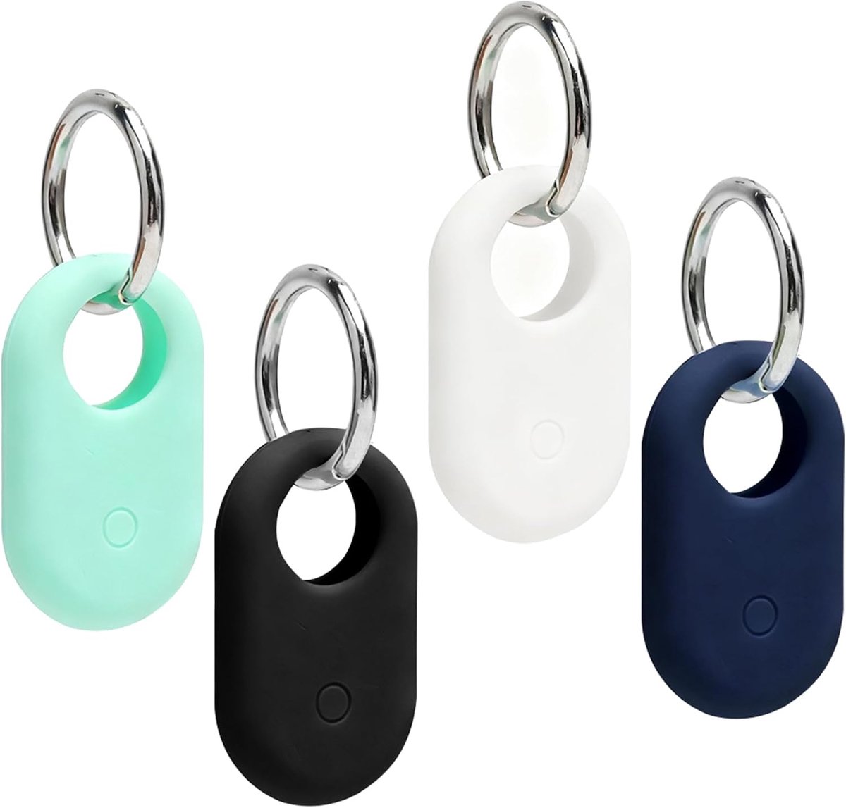 4 stuks siliconen hoesjes voor Samsung Galaxy Smart Tag 2, zachte anti-kras beschermhoes compatibel met Samsung SmartTag 2 tracker met sleutelhanger voor AirTag Android locator