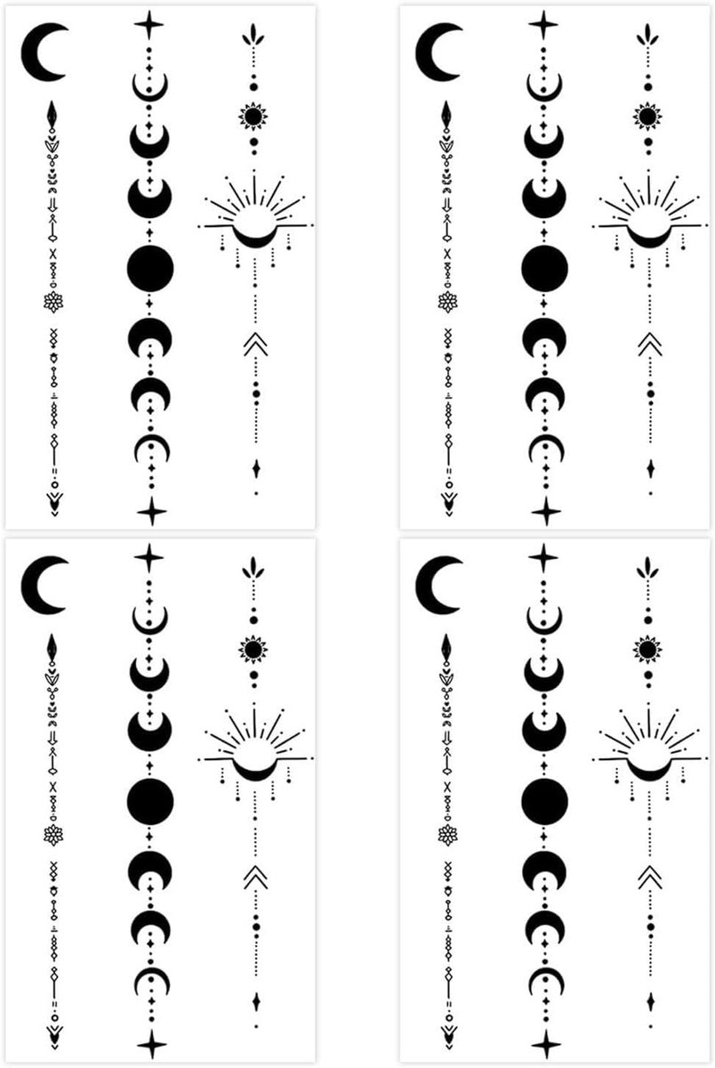 4 Sets Maan Tatoeages, Partij Lichaam Arm Stickers, Mode Creatieve Tatoeages, Partij Partij Decoraties, Langdurige Waterdicht.