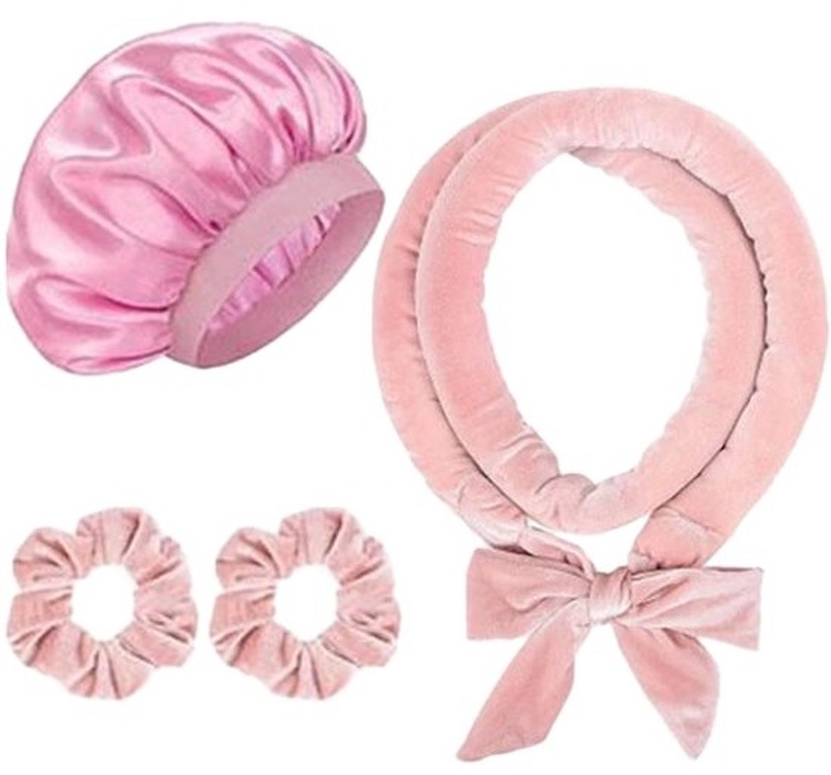 Solidchoice - Heatless Curlers Set - Roze - Velvet - 4-delige set