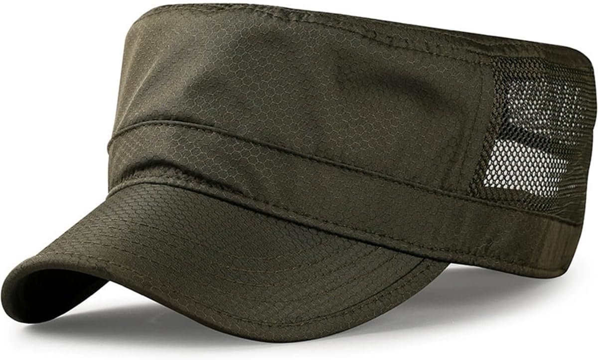 Pet heren cadet hoed zomer ademend mesh legerpet heren verstelbare lichte platte top honkbalpet voor outdoor sport