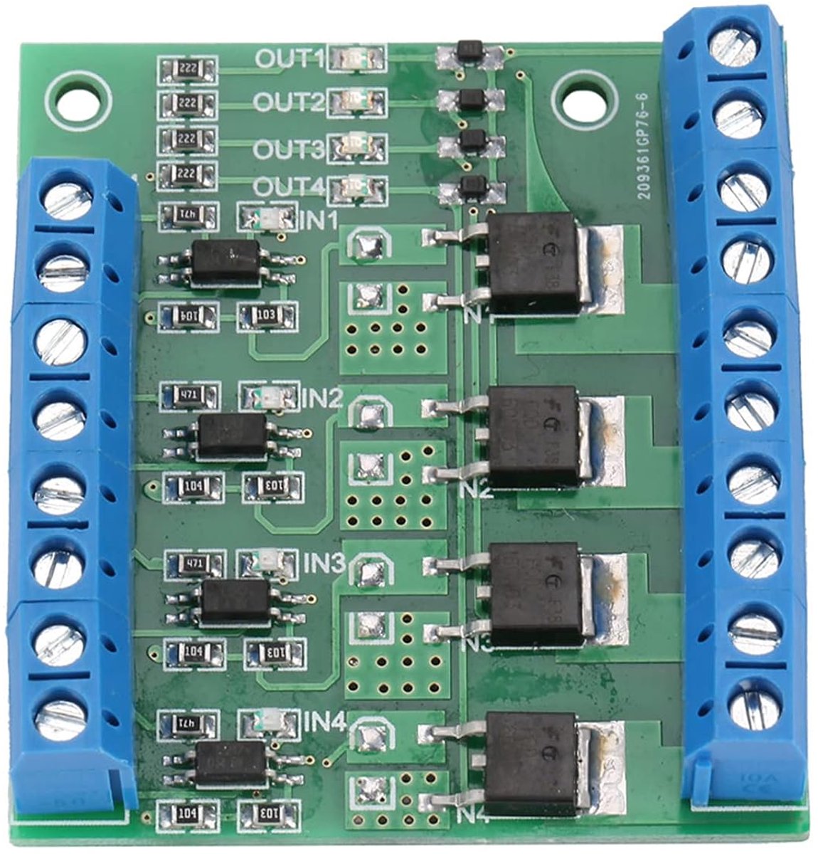 4 kanaals PSS versterker mosfet-module, mosfet printplaat, MOS-FET versterker printplaatmodule, driver 3-20 V tot 3,7-27 VDC, 10 A