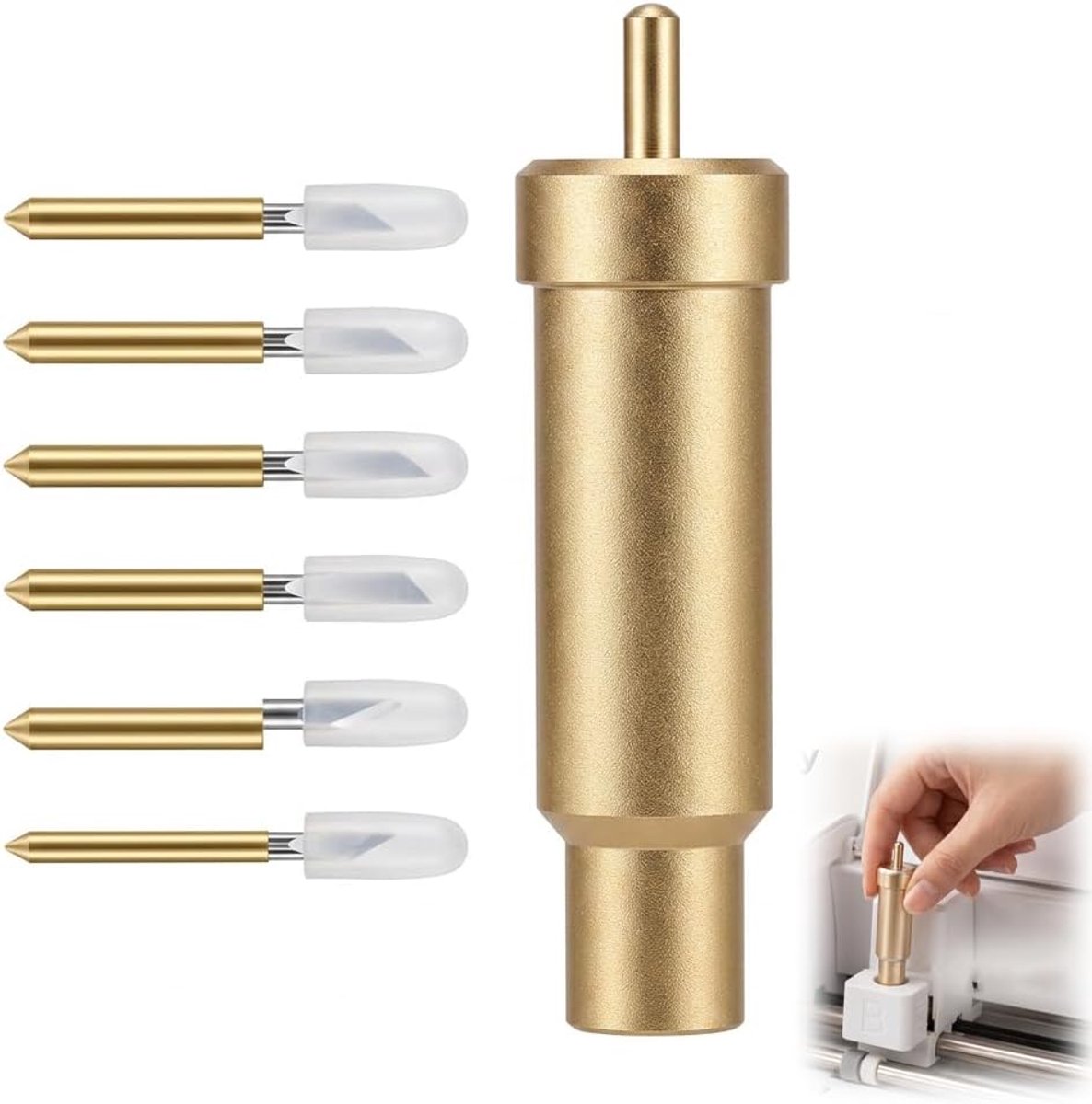 Precisiemesjes, reservemessen, 30°, 45°, 60°, met houder, compatibel met Cricut Maker 4, 3, Explore, 4, 3, Air 2 One, diepe snede, snijbladen voor vinyl, karton, leer, doe-het-zelf knutselen