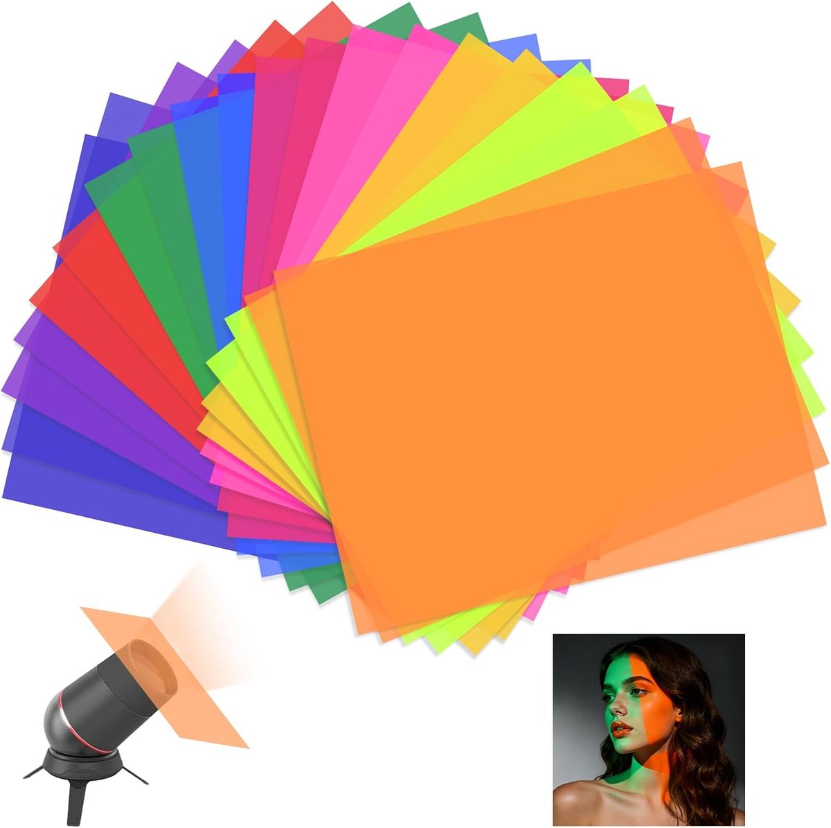 20 stuks kleurfolies Set, Transparante kleurcorrectiefolies, Hittebestendige gelfilters in 10 kleuren A4 formaat, Koplamp, Lichtfilter voor fotografie, decoratie en DIY