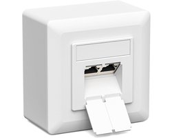 Iwillink Cat7 Netwerkdoos, 2-poorten, 10 Gigabit afgeschermd LAN-stopcontact, netwerkdoos, opbouw/inbouw, universeel, POE+, compatibel CAT7, CAT6, CAT6A, wit