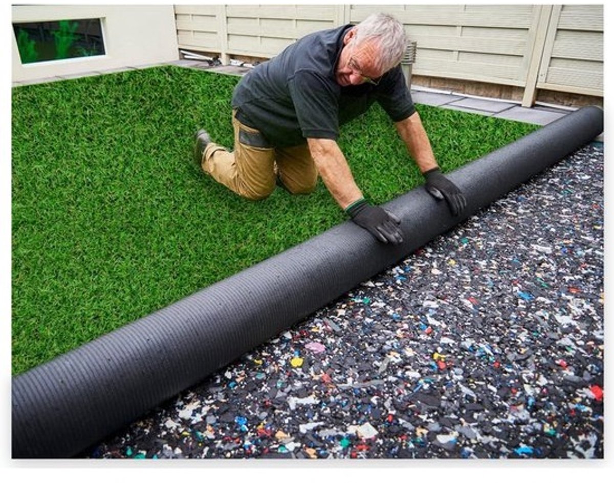 Waterdoorlatend kunstgrastapijt voor buiten - Weerbestendig grastapijt op rol (200 cm breed)