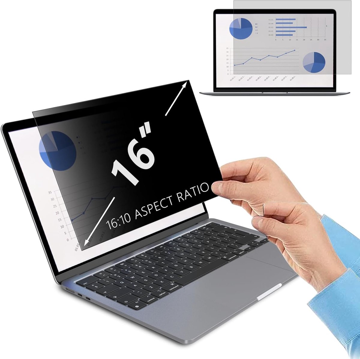 40,6 cm (16 inch) premium privacyfilter privacy screen filter, goud anti-spy privacy screen filter, schermbescherming - ShopVlot