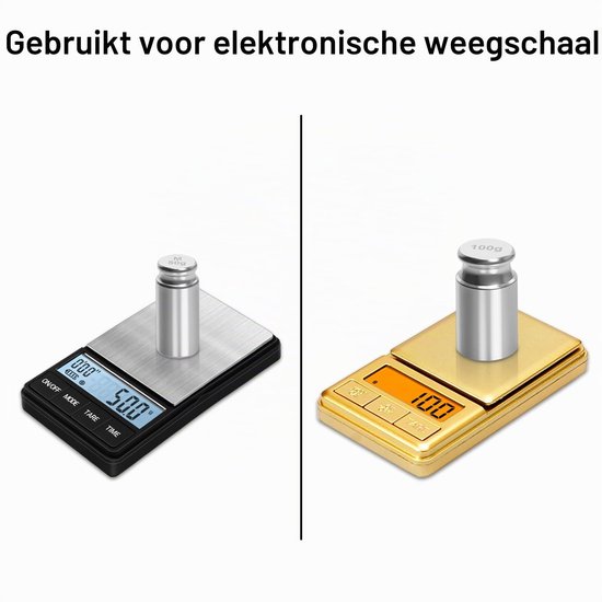Kalibratiegewichten 210 g, 9 STKS Hoge Precisie Schaal Kalibratie Kit 1g 2g 5g 10g 20g 50g 100g RVS Pincet Gram, Mg Lab Schaal — afbeelding 3