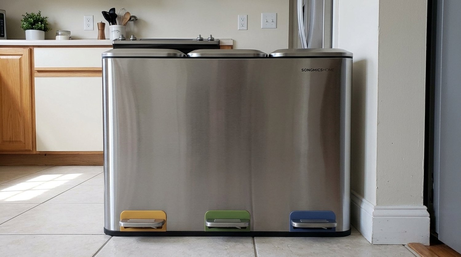 Prullenbak 3 Vakken - Laura Homestore Afvalscheidingssysteem 45 Liter (3x15L) - Pedaalemmer Keuken - Soft-Close Deksel - Uitneembare Binnenemmers - Kleurgecodeerde Pedalen - Roestvrij Staal (RVS) Zilver & Zwart