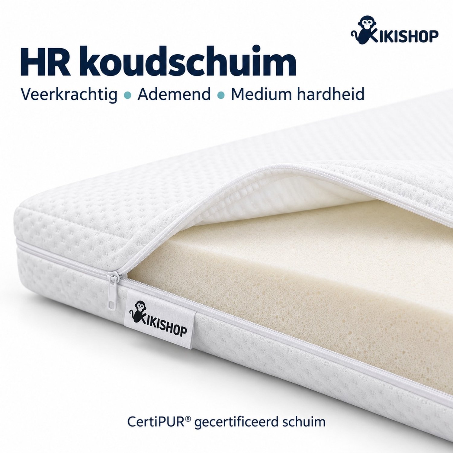 Kiki Shop Budget Topper 100x210 cm - 5 cm - Polyether Schuim - Wasbare Hoes
