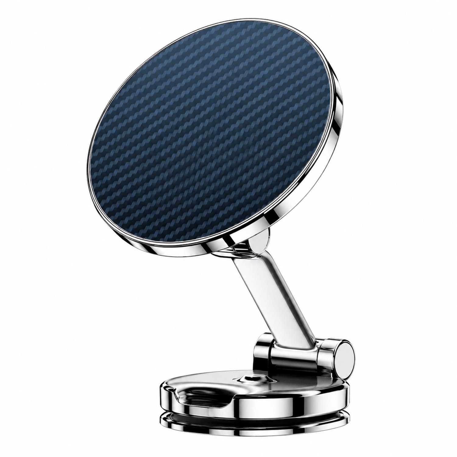 Telefoonhouders auto: magnetische telefoonhouder met draaibare, inklapbare arm en zuignapvoet voor het dashboard, zilver