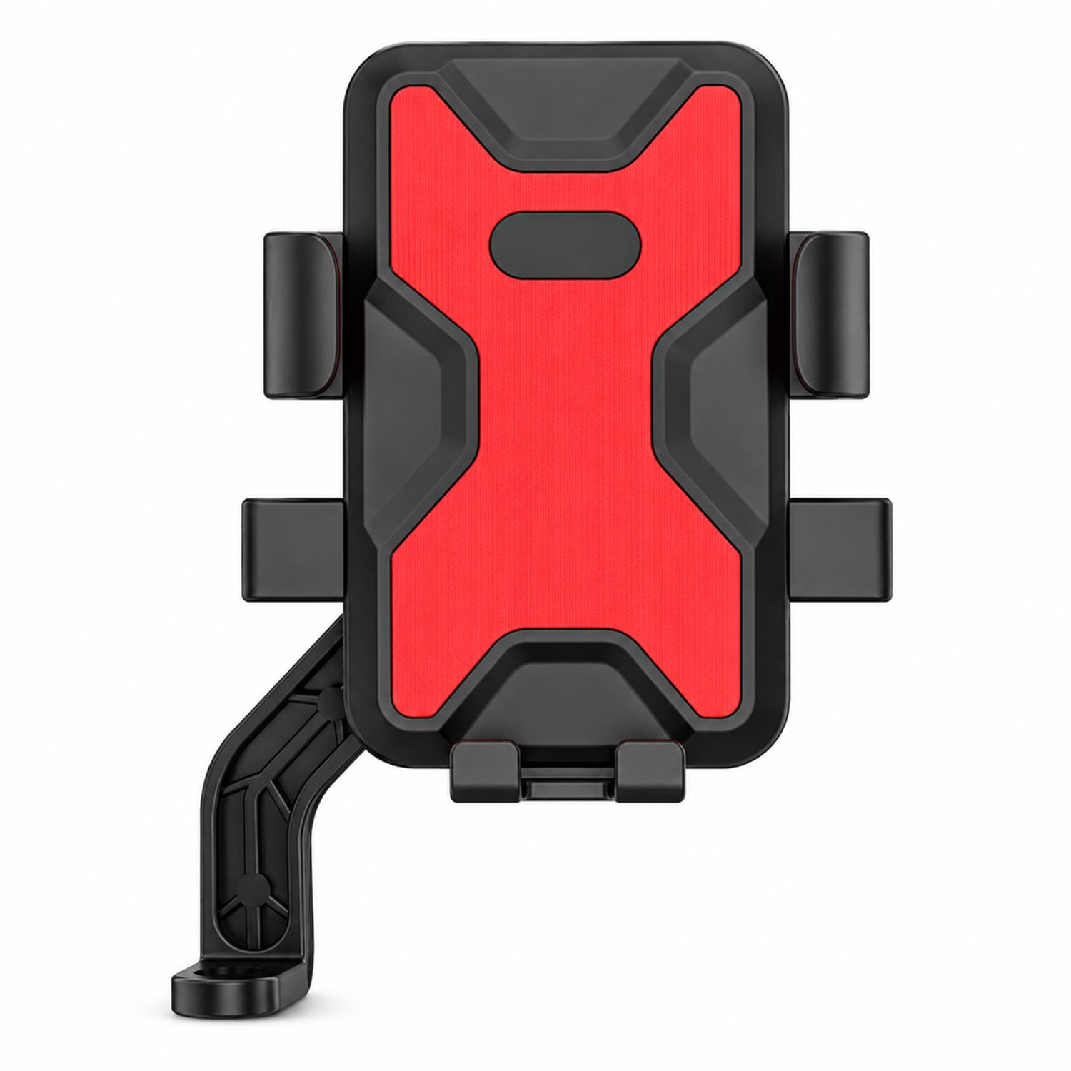 telefoonhouder fiets en motor voor achteruitkijkspiegel met zespunts omsluiting en vergrendeling met één knop voor telefoons van 5 tot 7,2 inch rood en zwart