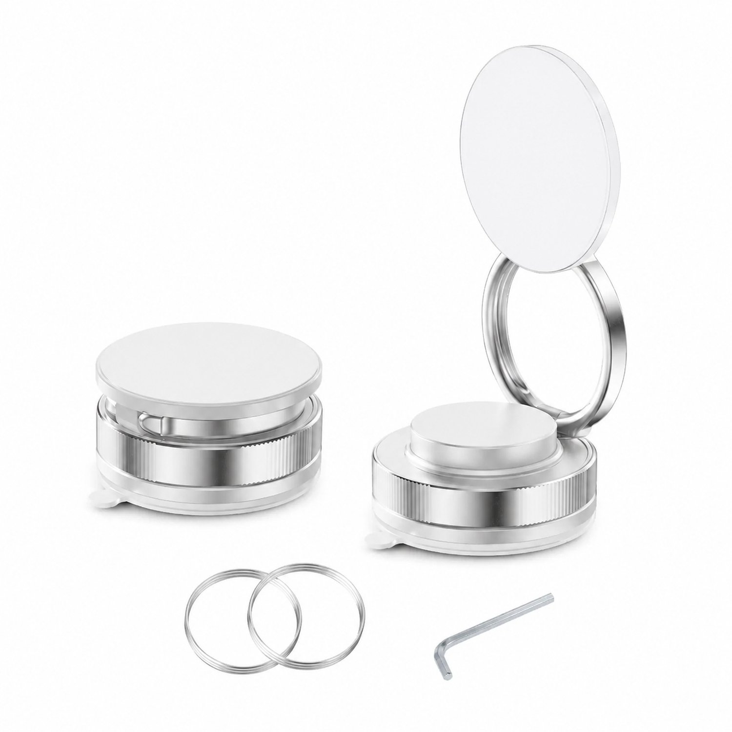 Telefoonhouder - witte magnetische autohouder met dubbele ring van legering