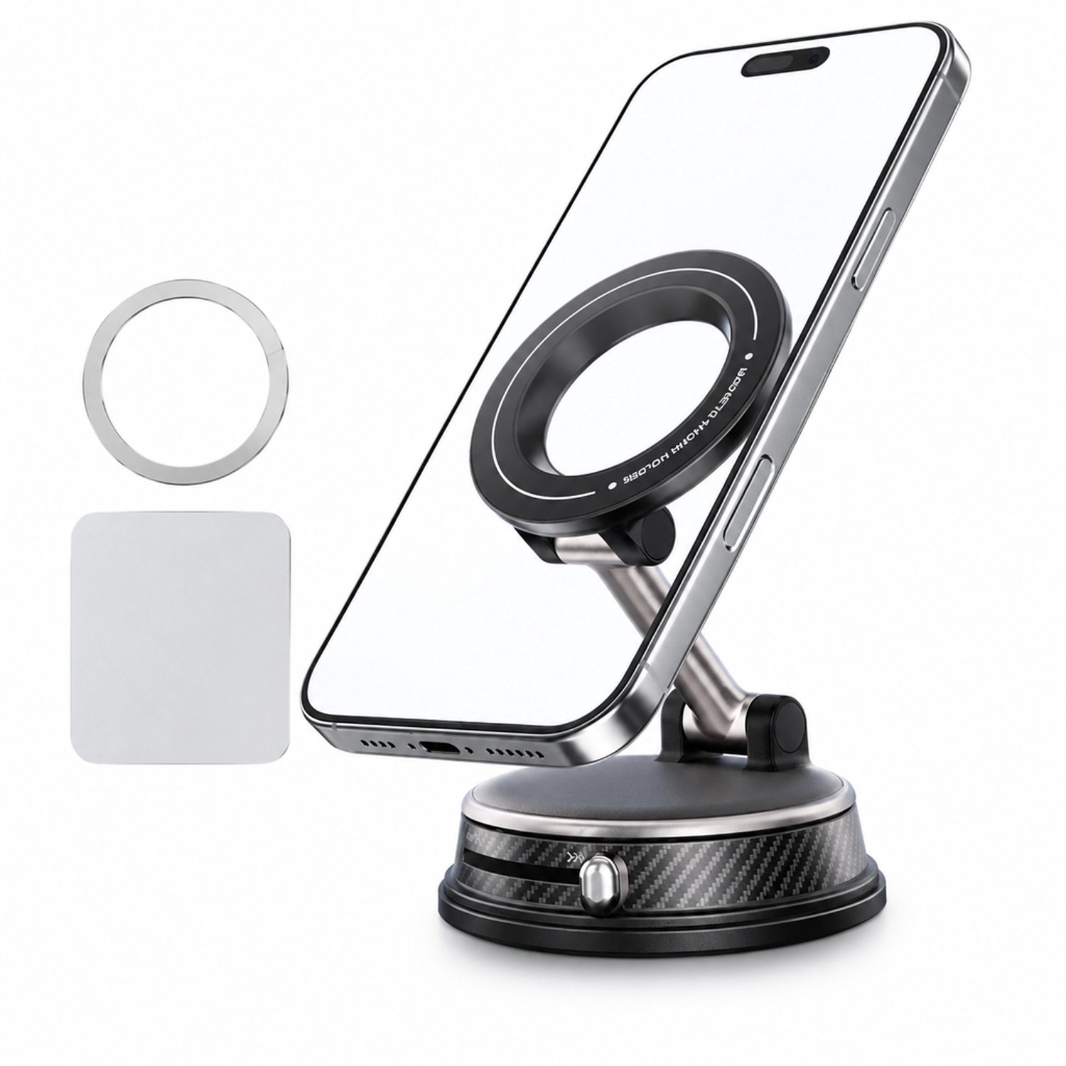 telefoonhouders auto grijze magnetische telefoonhouder met draaibare vacuümzuigvoet inclusief één magnetische plaat