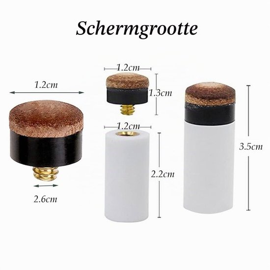 Biljartkeu-punten, keu-punten, biljartkeu-punten, reserve schroefpunten, harde biljartkeu pool tips, keu pomerans vervangende punten voor pool keus bruine punten set biljart accessoires. — afbeelding 2
