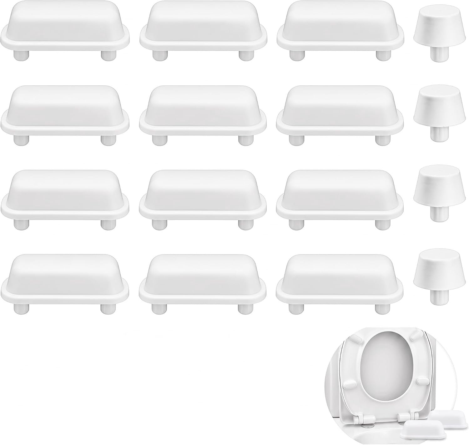 Toiletbril buffers 12 stuks - witte push-in pads - rubberen bumpers - vermindert geluid tijdens gebruik - m-winkel