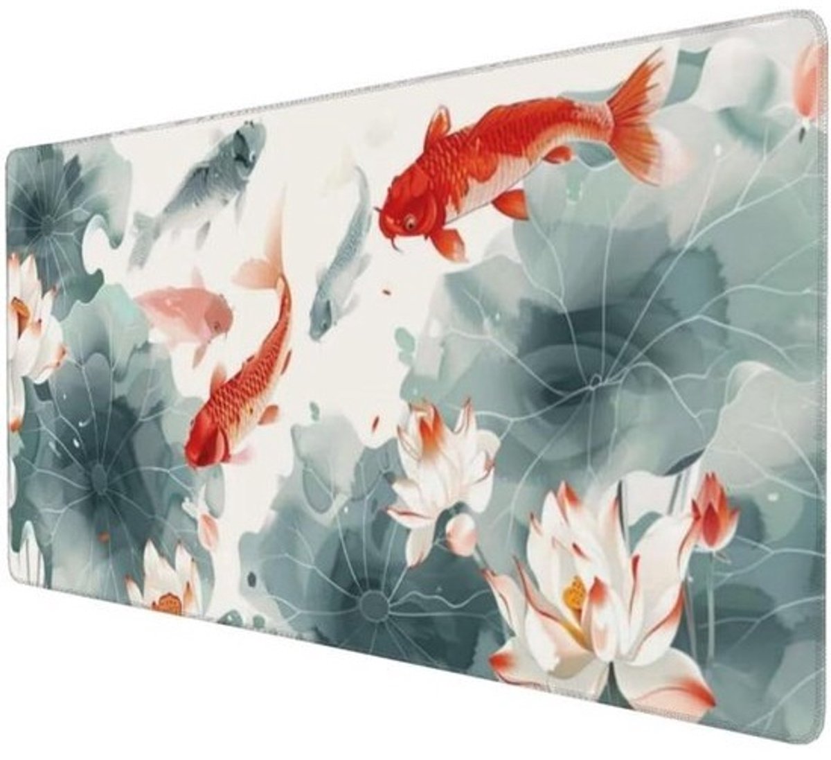 Grote Muismat - Bureaumat Deskpad - Gaming en Werk - Waterdicht Stofoppervlak - 60x30 cm - Lotus Koi