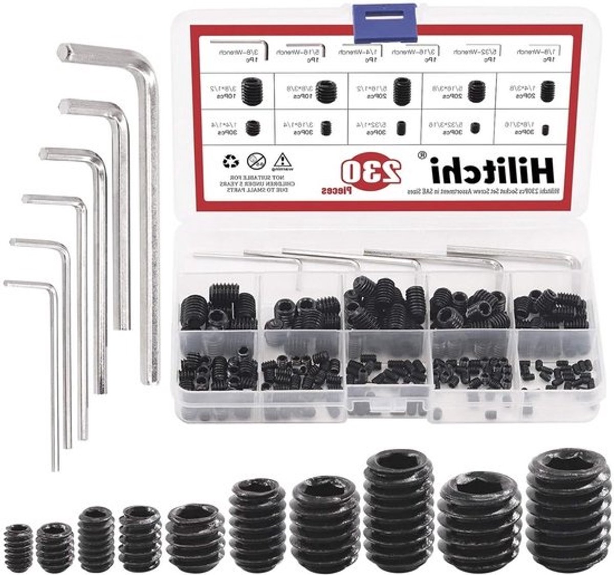 Zeskant schroeven set - Inbusschroeven assortiment - Mechanische projecten - 12.9 klasse staal - 230 stuks - Zwart